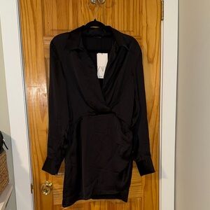Black silky Zara dress with collar